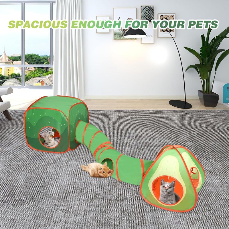 Rypet Cat Tunnels for Indoor Cats with Cube Tent, Interactive Collapsible Cat Tube and Foldable Cubes Playground for Hiding Hunting and Resting, Pet Tube with Bell for Kitten, Rabbit, Puppy, Ferret - Image 5